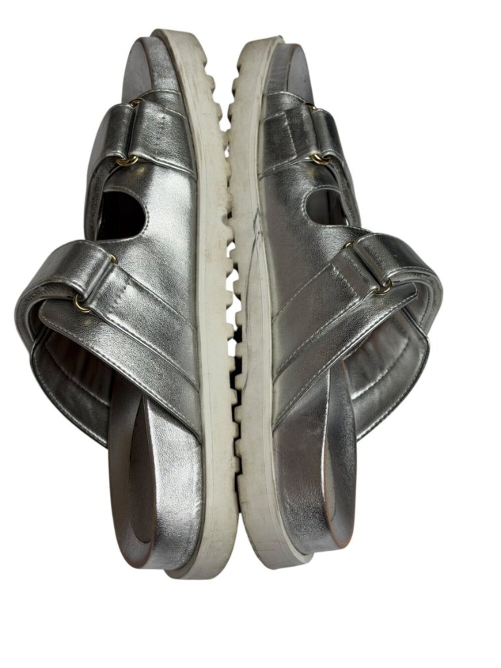 Guess Fabulon Sandals Shoes Faux Leather Slip On Women Metallic Silver 8.5 - Picture 8 of 12